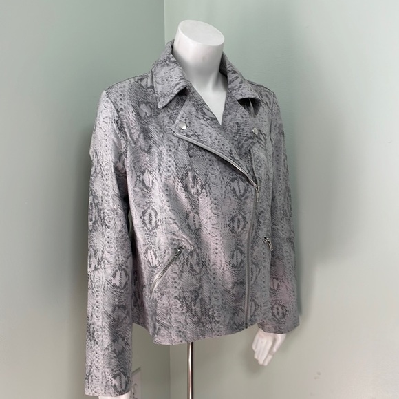 ADY P gray snake print moto jacket NEW size large - Picture 1 of 7